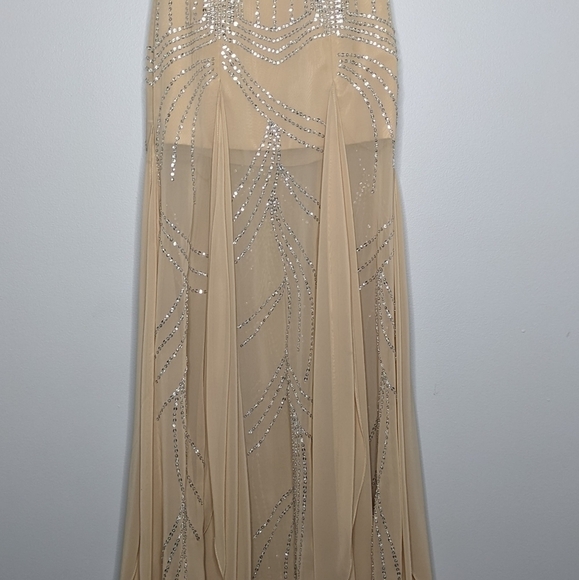 Vintage Landa cream beaded sequin prom evening special occasion dress 4 - Picture 6 of 15